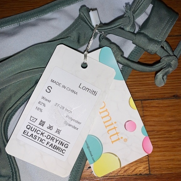 Bikini bottom size small NWT sage green tie strings lomitti - Picture 5 of 8